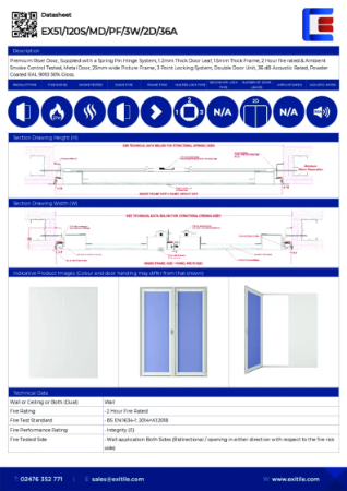 Datasheet - Riser Double Door (Range 51) - Picture Frame - 2 Hour Fire Rated - Smoke Tested - 36dB Acoustic