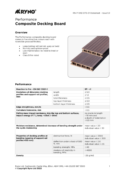 Performance Composite Decking - Datasheet