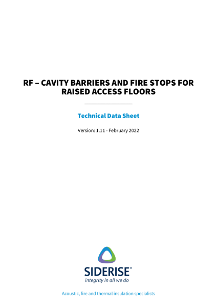 Siderise RF  Cavity Barriers and Fire Stops for Raised Access Floors – Technical Data