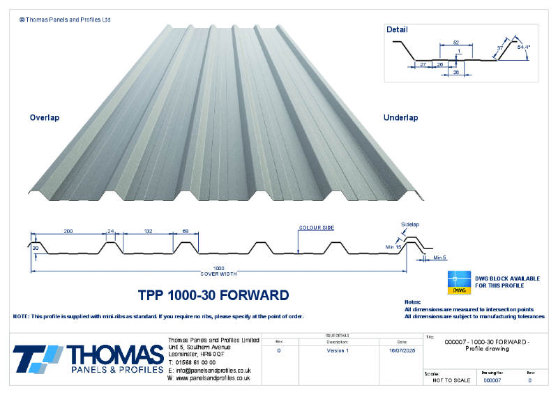 000007 - 1000-30 FORWARD - Profile drawing