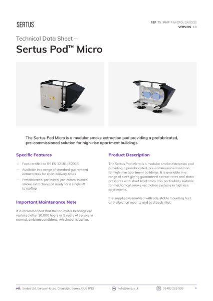 Sertus Pod Micro Technical Data Sheet