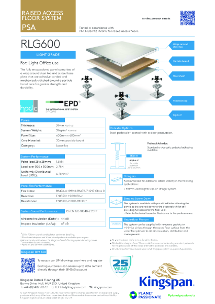 Kingspan RLG600 Product Datasheet (GB)