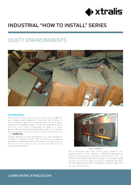 XTRALIS VESDA VLI 'How to Guide' for installation of Aspirating Smoke Detection in Dusty Environments