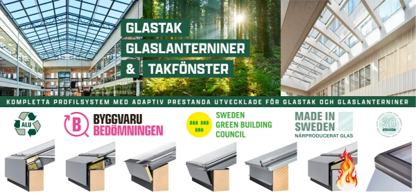 Glastak, glaslanterniner och takfönster