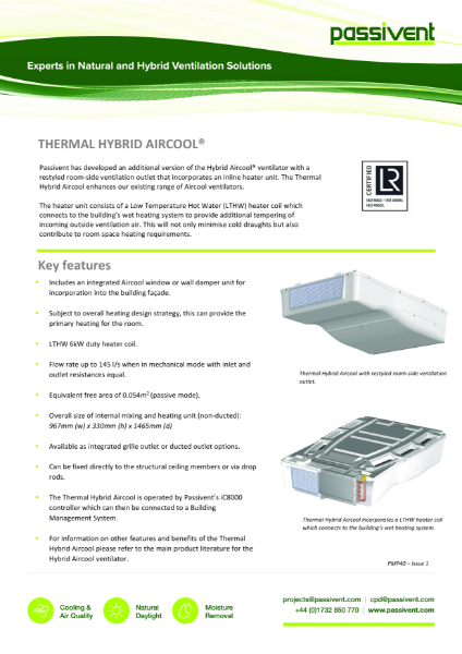 Passivent Thermal Hybrid Aircool data sheet