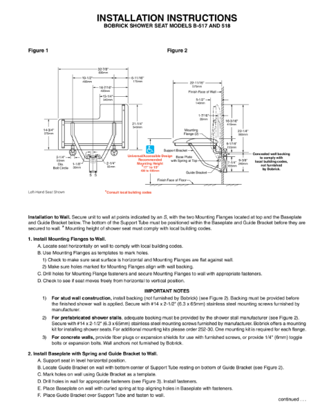 Installation Instructions - B-517 and B-518