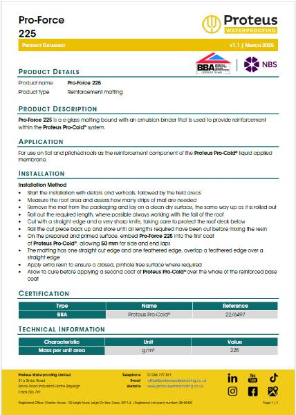 Product Data Sheet - Pro-Force 225