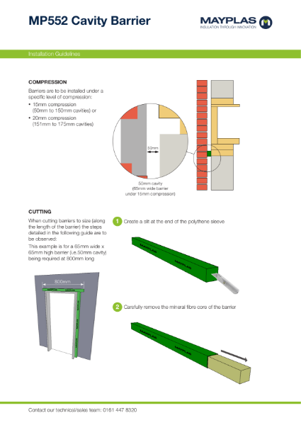 MP552 MASONRY CAVITY STOP SOCK - INSTALLATION GUIDE