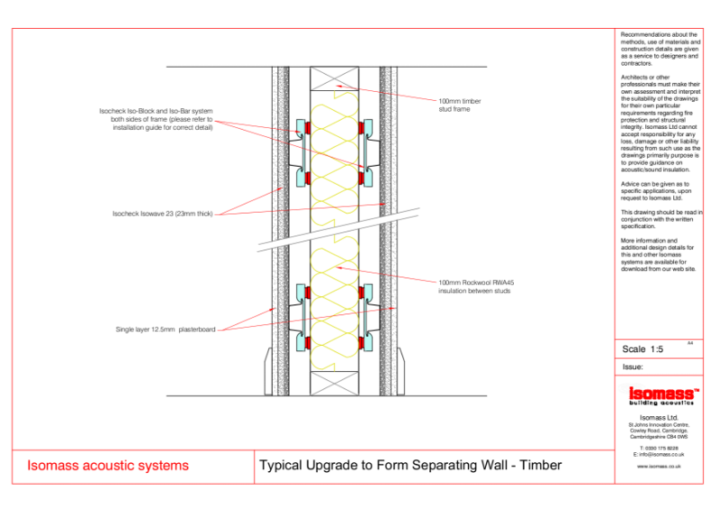 Typical Upgrade to Form Separating Wall - Timber - Isowave 23