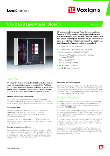 Lexicomm Solo 2 to 8 Line Master Station