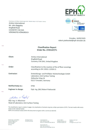 EPH Test Certificate