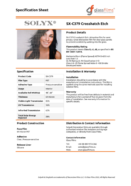 SX-C379 Crosshatch Etch Specification Sheet