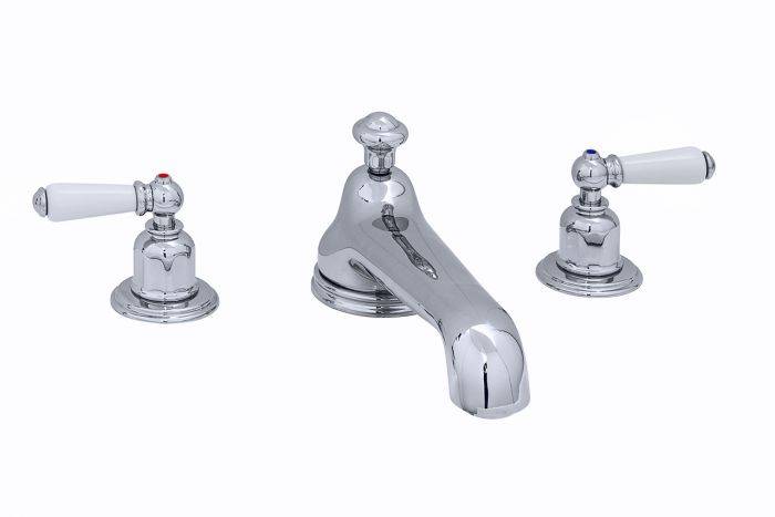 Traditional Three-Hole Bath Set With Low Profile Spout And Lever Or Crosstop Handles - Bath Tap Set