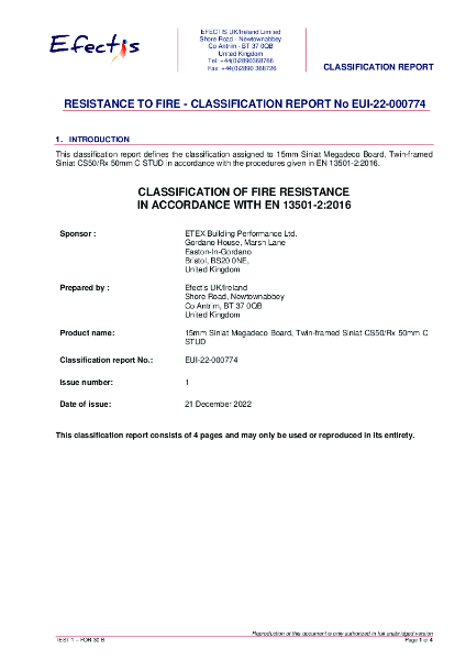Fire classification report EUI-22-000774
