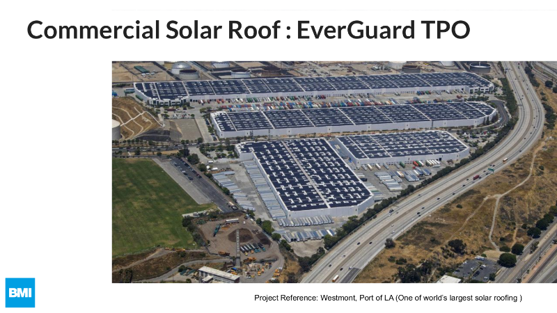 BMI EVERGUARD TPO EXTREME Commercial Solar Roof Case Study