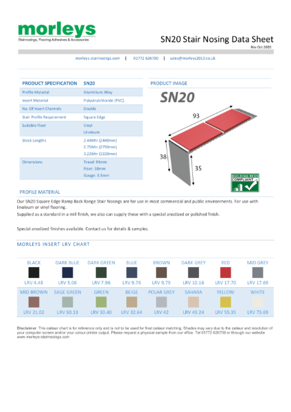 SN20 90° Square Double Channel Rampback Stair Nosing / Stair Edging