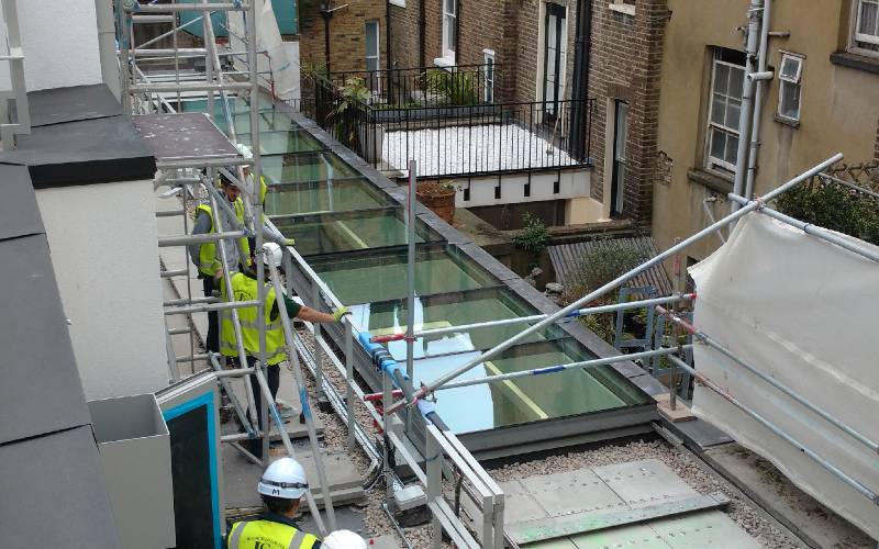 Sliding Glazed Roof Hatches - Great Portland Street, London