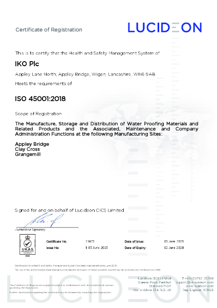 IKO PLC ISO 45001 OHS Certificate