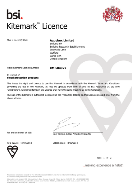 BSI Kitemark Certificate