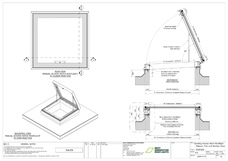 Opening Access Hatch Rooflight - Manual