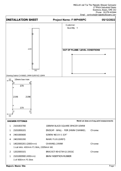 Installation Sheet - Monaco 400mm