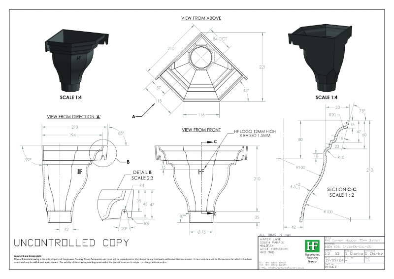 H1A Hopper Head Drawing