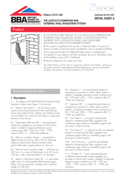 AG963247_D5 THE ALSECCO ECOMIN200 RAIL EXTERNAL WALL INSULATION SYSTEM