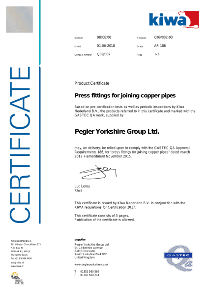XPress Copper Gas - KIWA Certificate
