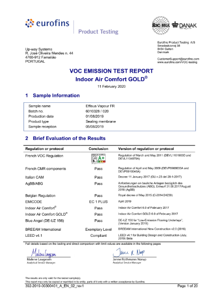 IAC Gold Environment - Effisus Vapour FR Class A1