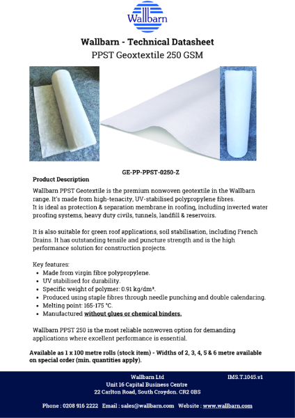 Datasheet - Geotextile PPST 250GSM