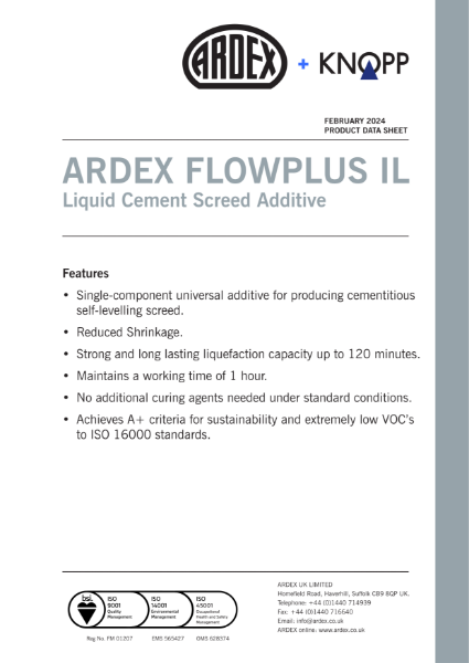 ARDEX FLOWPLUS IL - Liquid Cement Screed Additive