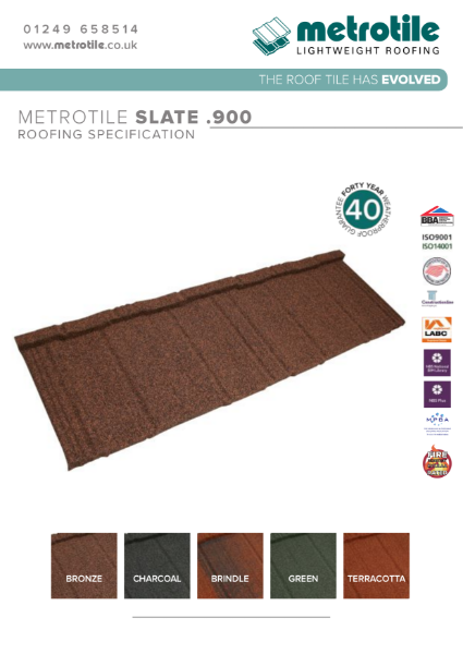 Metrotile Slate .900 Extra Secure Lightweight Steel Roofing System Example Specification