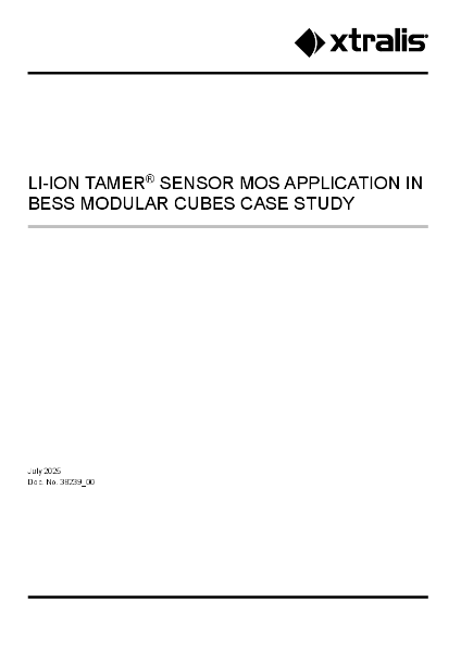 XTRALIS Li-ion Tamer Sensor MOS BESS Modular Cubes Case Study