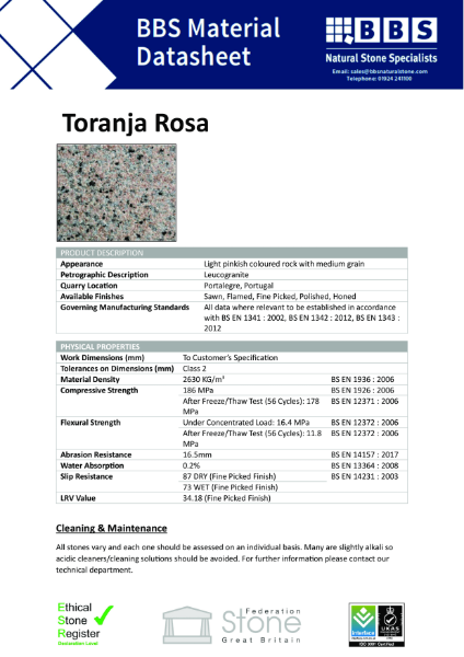 Toranja Rosa - Technical Data