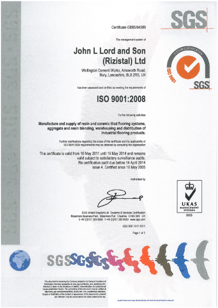 BS EN ISO 9001 Certificate