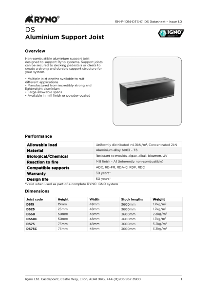 DS Decking Joist - Datasheet