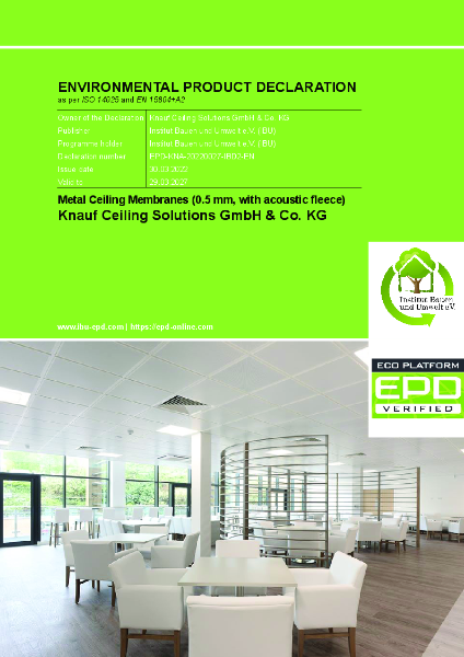 EPD Metal Ceiling Membranes (0.5 mm, with acoustic fleece)