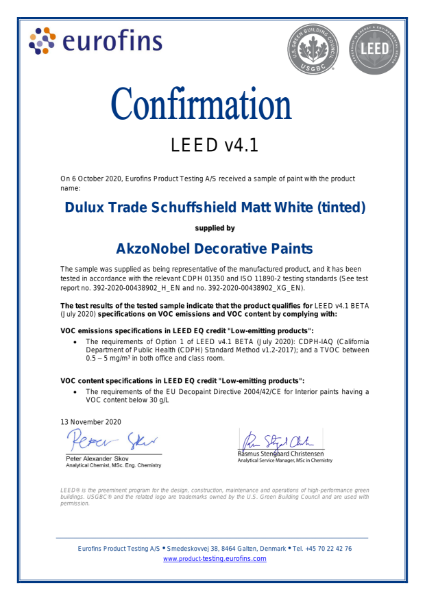 Dulux Trade Scuffshield LEED Attestation