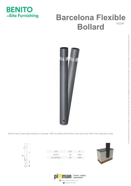 Barcelona Flexible Bollard Data Sheet
