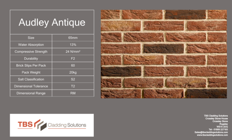 Product Data Sheet Audley Antique brick Slip