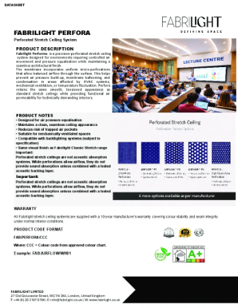 Perfora Perfroation datasheet