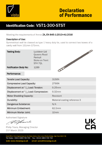 VST1-300-STST Declaration of Performance