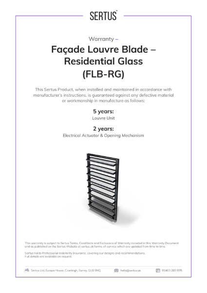 Sertus FLB-RG Warranty