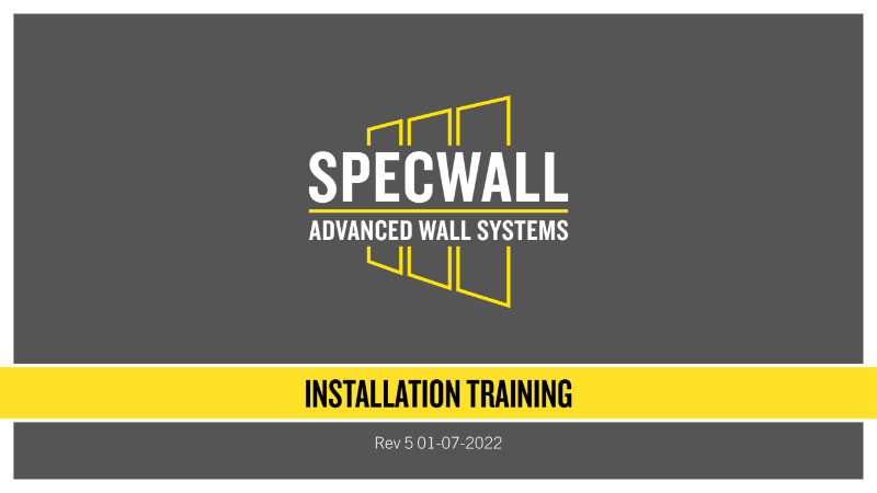Specwall Training Presentation