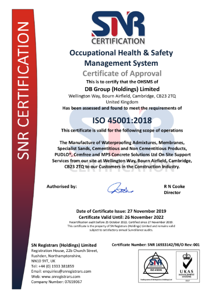 ISO 45001 Certificate DB Group