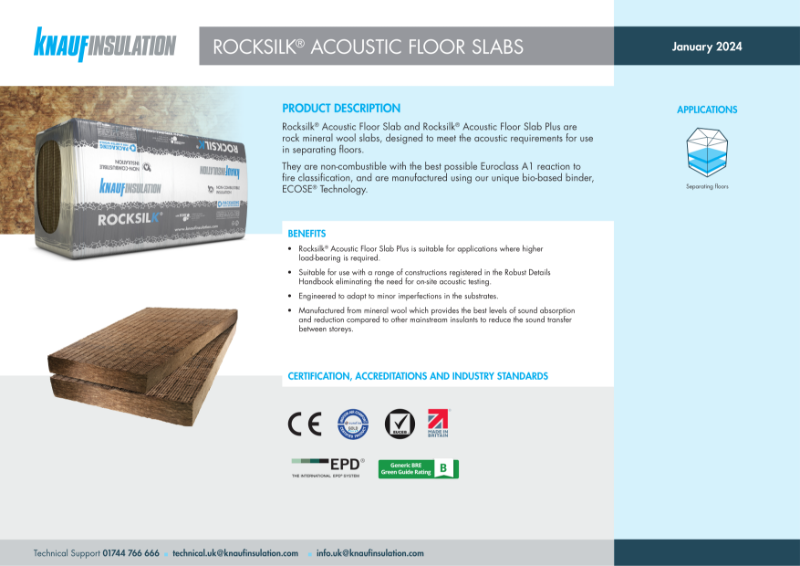 Knauf Insulation Rocksilk® Acoustic Floor Slab - Product Datasheet