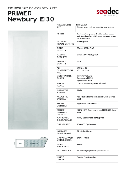 Newbury primed ei30 grooved fire door