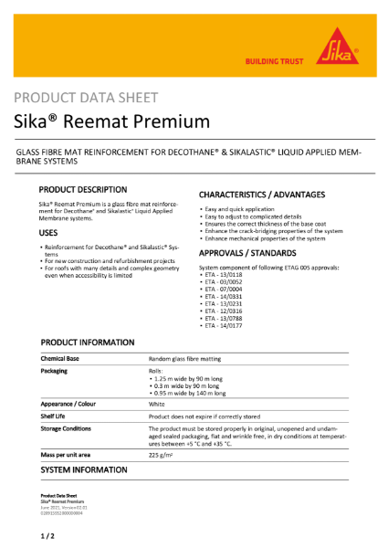 Product Data Sheet - SikaReemat Premium