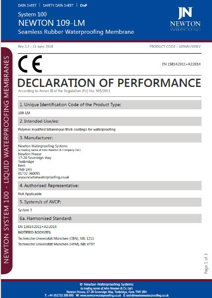 HydroBond 109-LM - Declaration of Performance