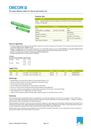 Pro Clima Orcon F Technical Datasheet